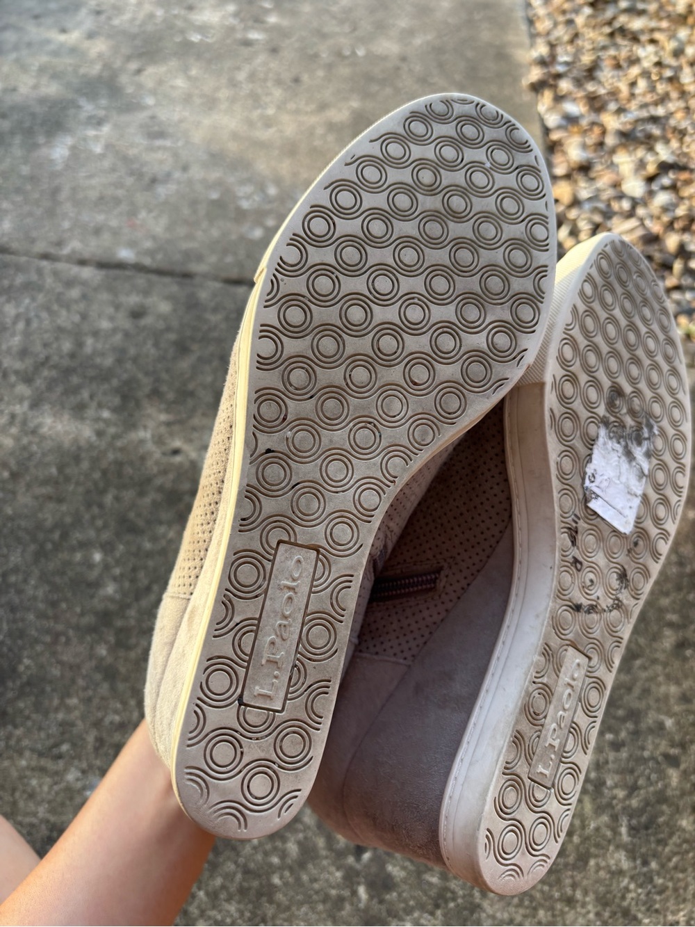 Women’s Suede Perforated Wedge Ankle Bootie - Light Taupe - Picture 4 of 5